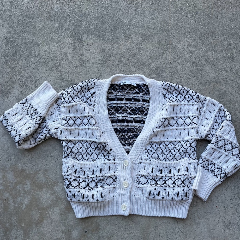 Zara Black and White Patterned Cardigan